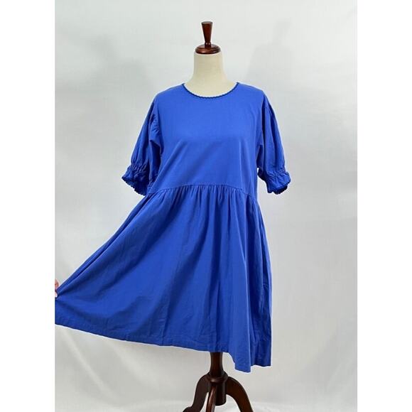 NOBLE Sz XL Adult Franny Dress French Blue Cotton Short Sleeve